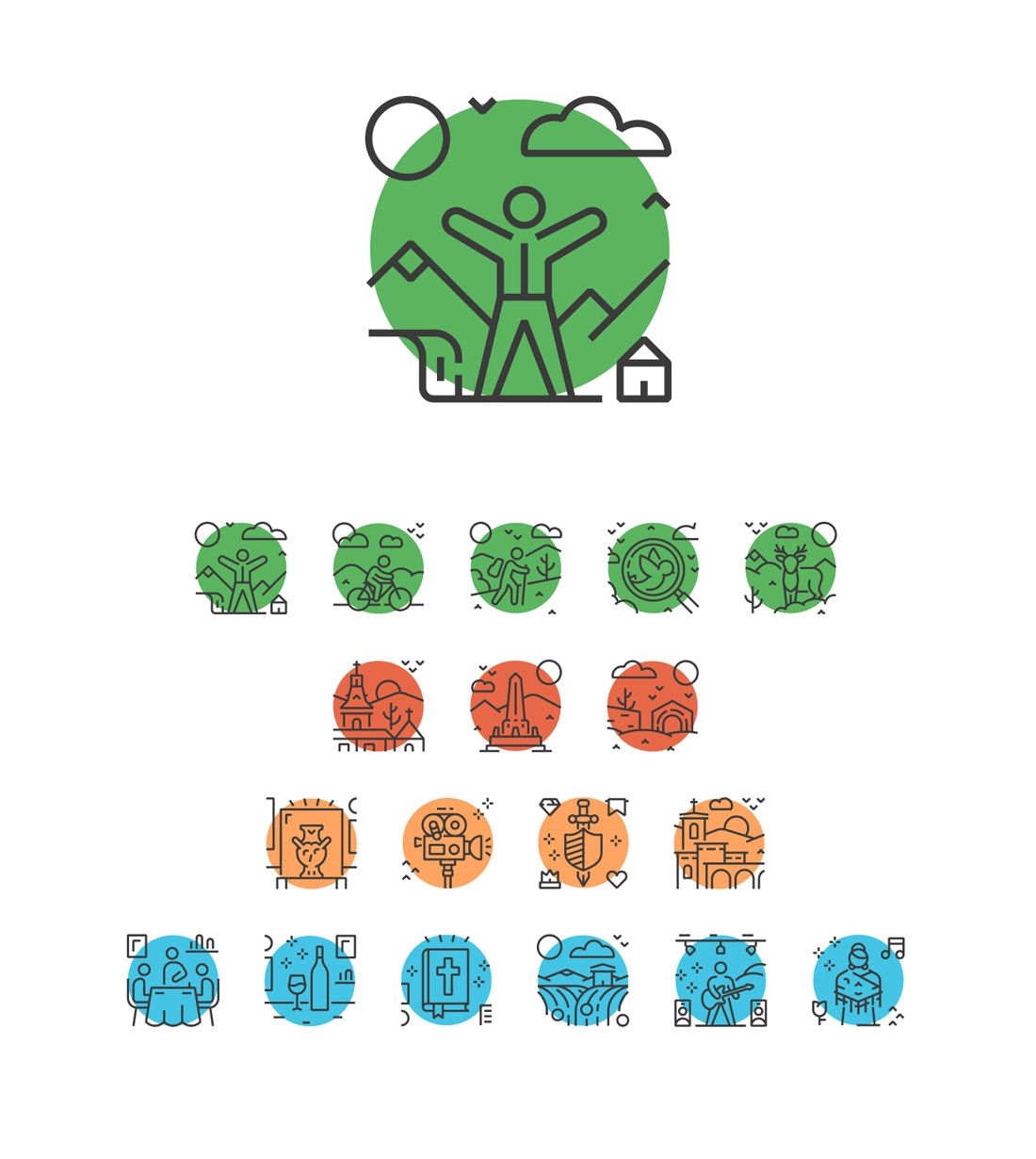 Iconografía creada para los diferentes escenarios turísticos de MadRural