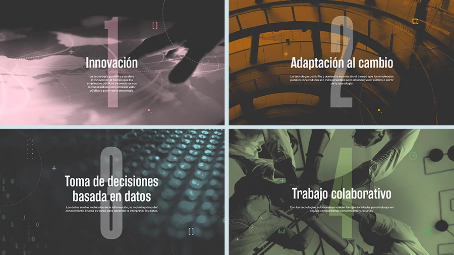 Composición con páginas internas de la guía